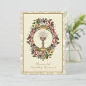 Invitation Communion catholique traditionnelle florale (Debout devant)