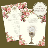 Invitation Communion catholique traditionnelle florale