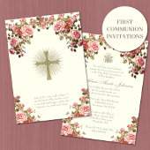 Invitation Communion catholique traditionnelle florale