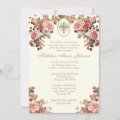 Invitation Communion catholique traditionnelle florale (Devant)