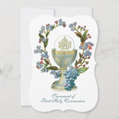Invitation Communion catholique traditionnelle florale (Devant)