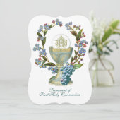 Invitation Communion catholique traditionnelle florale (Debout devant)