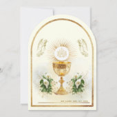 Invitation Communion catholique traditionnelle florale (Devant)
