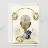 Invitation Communion catholique traditionnelle florale (Devant)