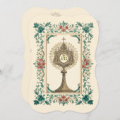 Invitation Communion catholique traditionnelle florale (Devant / Derrière)