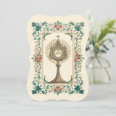 Invitation Communion catholique traditionnelle florale (Debout devant)