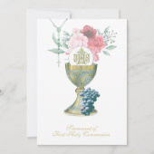 Invitation Communion catholique traditionnelle florale (Devant)