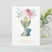 Invitation Communion catholique traditionnelle florale (Debout devant)