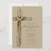 Invitation Communion Croix Rustique (Devant)