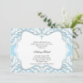 Invitation Communion de Damas bleu et blanc (Debout devant)