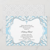 Invitation Communion de Damas bleu et blanc (Devant / Derrière)