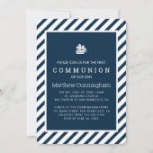 Invitation communion des rayures nautiques moderne (Devant)