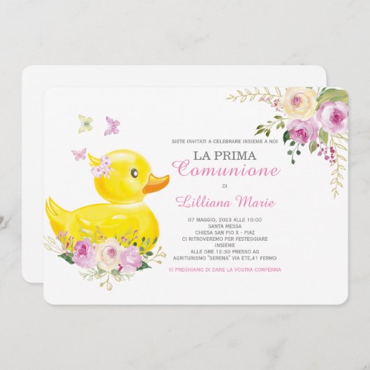 Invitation Communion Fille (Devant / Derrière)