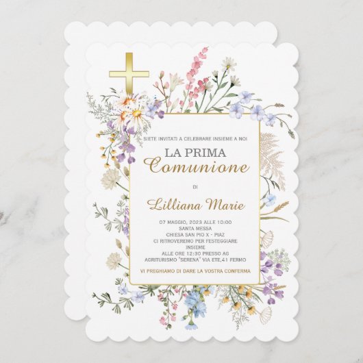 Invitation Communion Fille (Devant / Derrière)