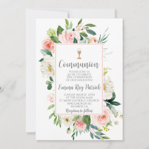 Invitation Communion florale élégante