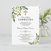 Invitation Communion florale florale blanche moderne (Debout devant)