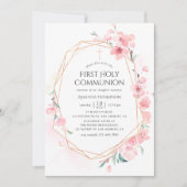 Invitation Communion géométrique sainte en fleurs de cerisier (Devant)