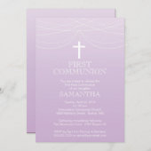 Invitation Communion moderne de la croix de Garland violet om (Devant / Derrière)