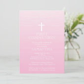 Invitation Communion moderne Pink Ombre Garland (Debout devant)