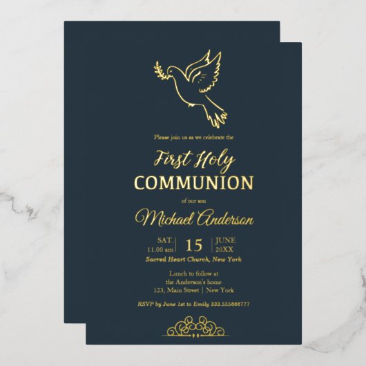 Invitation communion or et bleu (Recto/Verso)