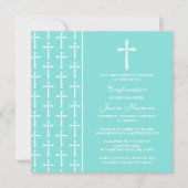 Invitation Communion Ou Confirmation Turquoise Croisée (Devant)