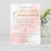 Invitation Communion Pink Aquarelle (Debout devant)