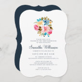 Invitation Communion Pour Sa Croix Florale Aquarelle (Devant / Derrière)