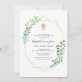 Invitation Communion Pour Sa Croix Géométrique D'Or Du Foliag (Devant)