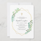Invitation Communion Pour Sa Croix Géométrique D'Or Du Foliag (Devant)