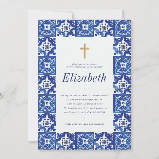 Invitation Communion Pour Ses Carreaux Méditerranéens (Devant)