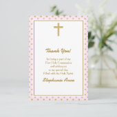 Invitation Communion rose avec Pois d'or (Debout devant)