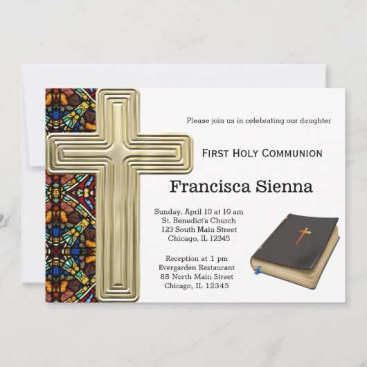 Invitation Communion sainte en verre (Devant)