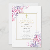 Invitation Communion sainte Florale fleur sauvage (Devant)