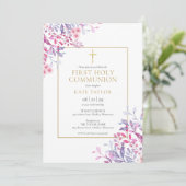 Invitation Communion sainte Florale fleur sauvage (Debout devant)