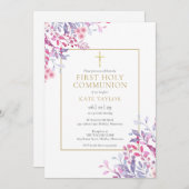 Invitation Communion sainte Florale fleur sauvage (Devant / Derrière)