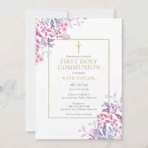 Invitation Communion sainte Florale fleur sauvage