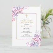 Invitation Communion sainte Florale fleur sauvage (Debout devant)