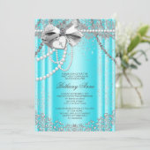 Invitation Communion solennelle bleu sarcelle et perle grise (Debout devant)
