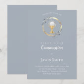 Invitation communion solennelle catholique cercle doré (Devant / Derrière)
