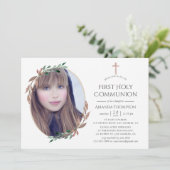 Invitation Communion solennelle de verdure rustique hivernale (Debout devant)