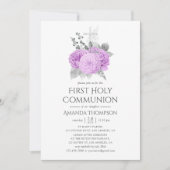 Invitation Communion Vintage pourpre et argent Rose (Devant)