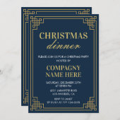 Invitation Compagnie Noël Dîner de fête Marine Gold (Devant / Derrière)