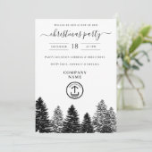 Invitation Company Christmas Party Holiday Black White Pines (Debout devant)