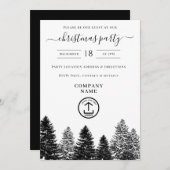 Invitation Company Christmas Party Holiday Black White Pines (Devant / Derrière)