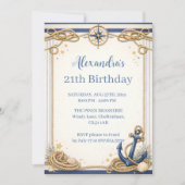 Invitation Compas d'ancre nautique Anniversaire (Devant)