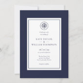 Invitation Compas Naution Mariage Bleu Nuit Et Blanc (Devant)