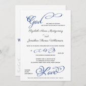 Invitation Compas Rose Dieu est Amour Mariage chrétien (Devant / Derrière)