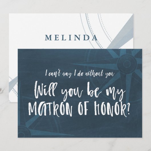 Invitation Compass Nautical Veux-tu être ma témoin de mariage (Devant / Derrière)