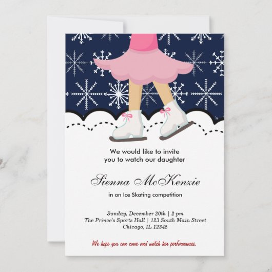 Invitation Compétition de patinage sur glace (bleu foncé) (Devant)