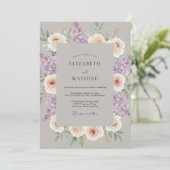 Invitation Composition de fleurs de lavande pour mariage (Debout devant)